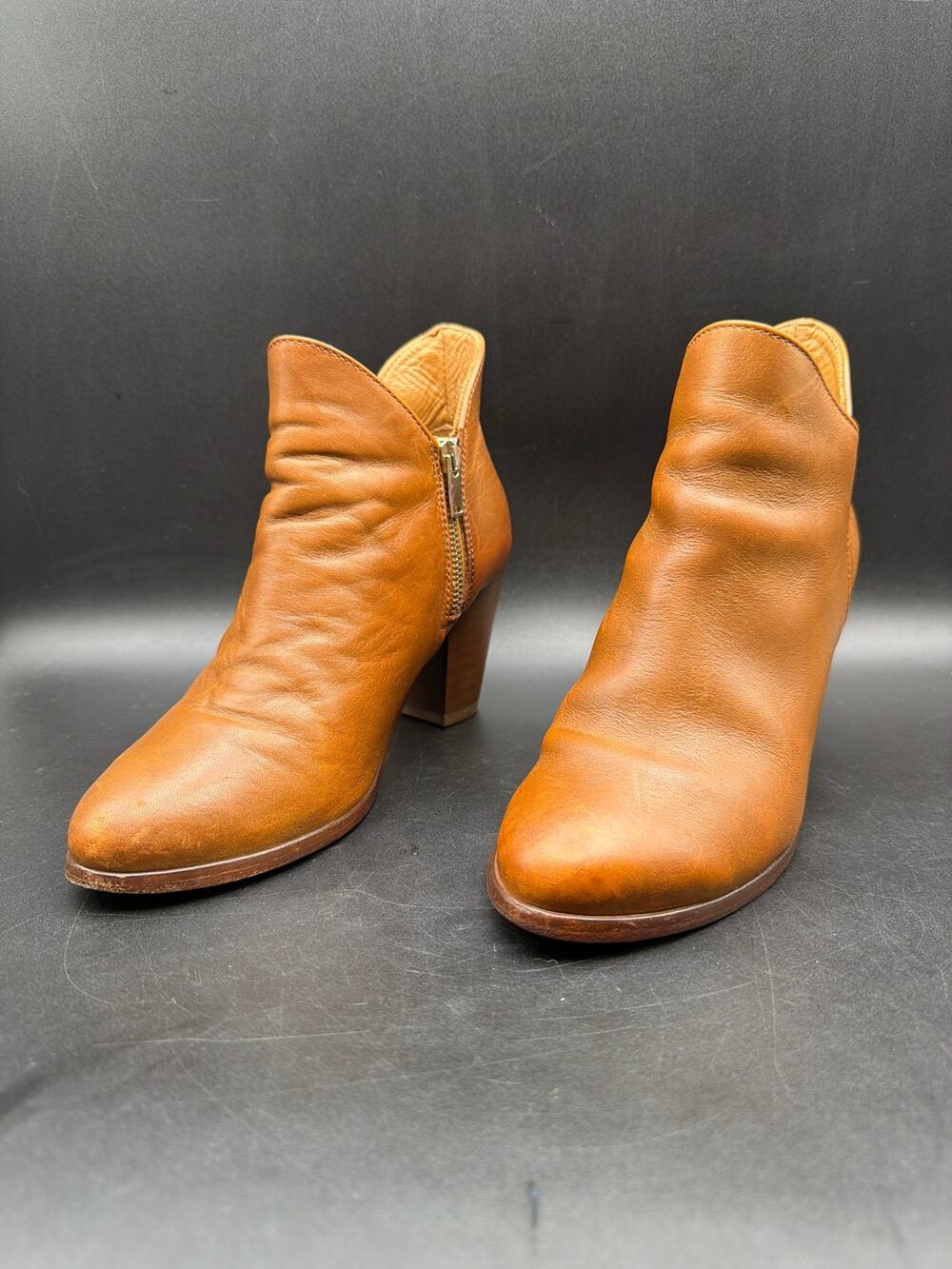 Thursday Boot Co Uptown Bootie Womens 6 Cognac Brown Leather Side Zip Ankle Boot